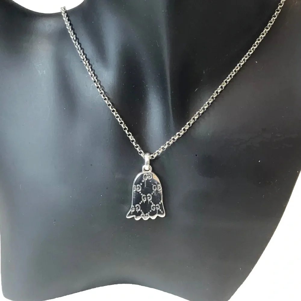 GUCCI Sterling Silver GG Ghost Reversible Necklace 17-20” or 21.5” Unisex NIB